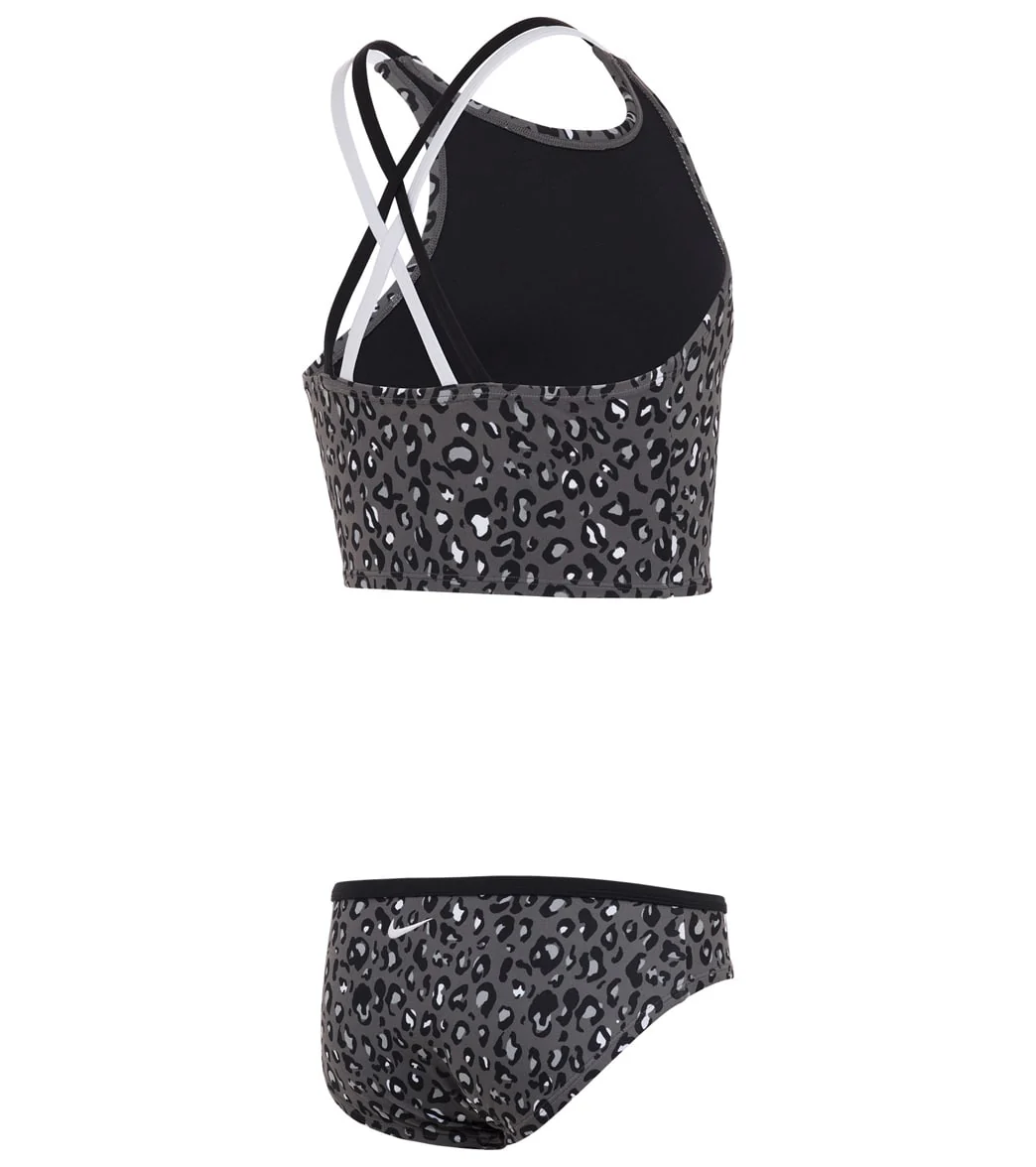 Nike Girls' Cheetah Two Piece Mid Bikini Set (Big Kid) - Image 14