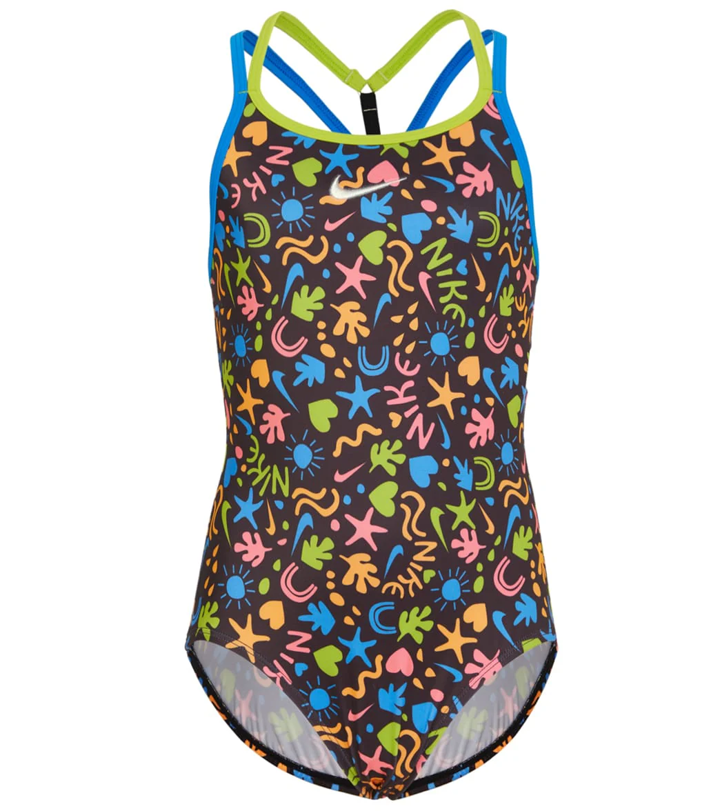 Nike Girls' Fun Forest T-Crossback One Piece Swimsuit (Big Kid) - Image 9