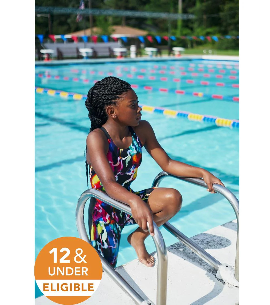 Nike Girls' HydraStrong Strive Open Back Kneeskin Tech Suit Swimsuit - Image 22