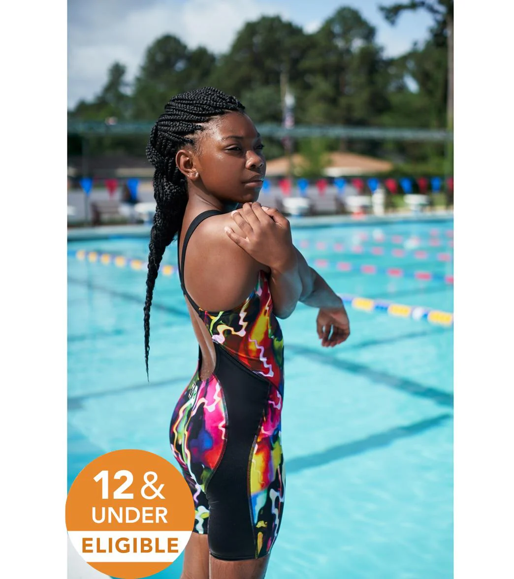 Nike Girls' HydraStrong Strive Open Back Kneeskin Tech Suit Swimsuit - Image 23
