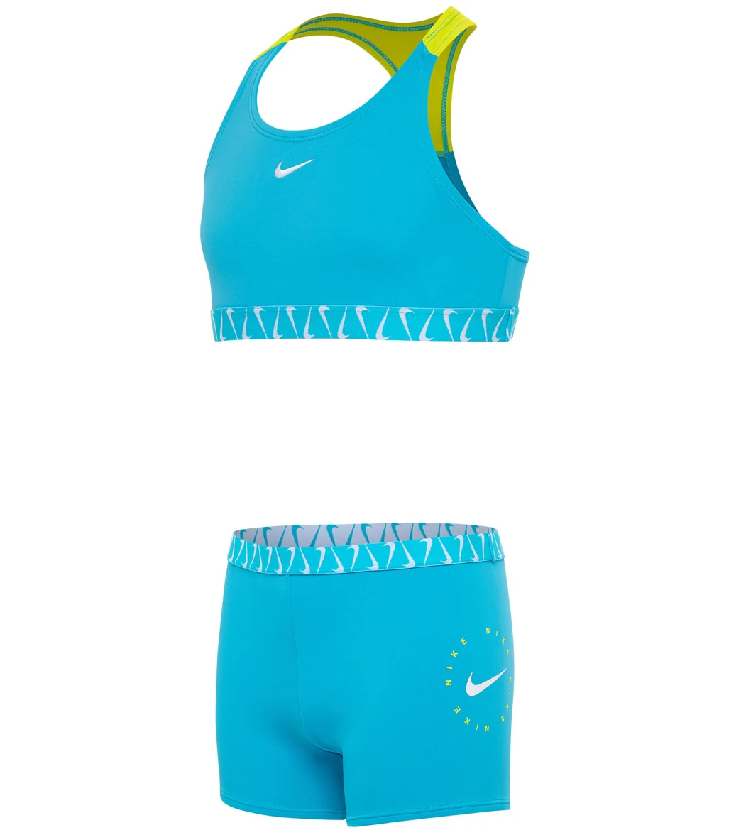 Nike Girls' Logo Tape Crossback Sport Two Piece Bikini Set (Big Kid) - Image 4