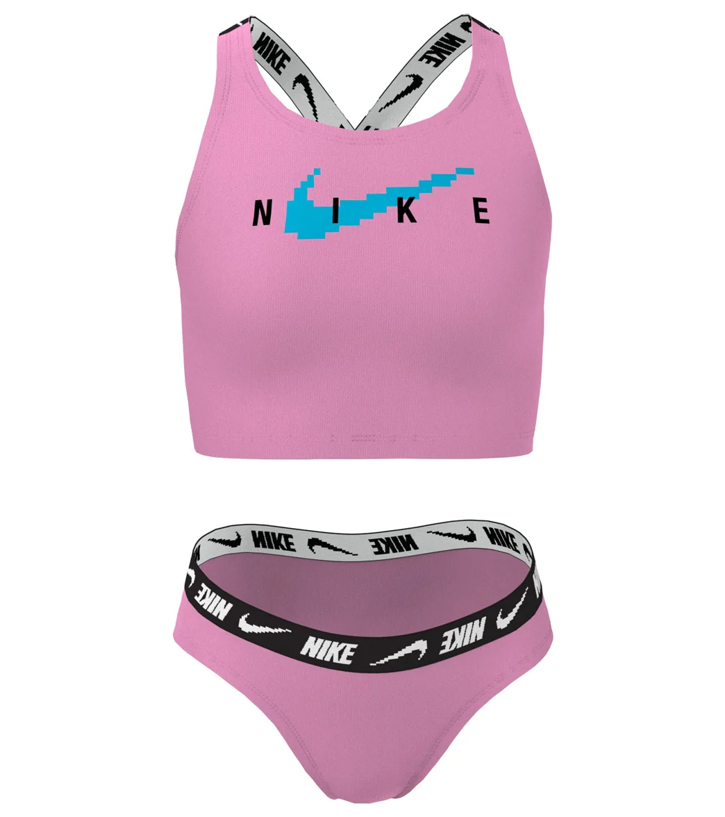 Nike Girls Logo Tape Two Piece Midkini Set (Big Kid) - Image 13