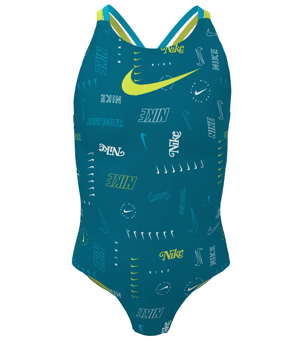 Nike Girls' Logo Toss Spiderback One Piece Swimsuit (Big Kid) - Image 22
