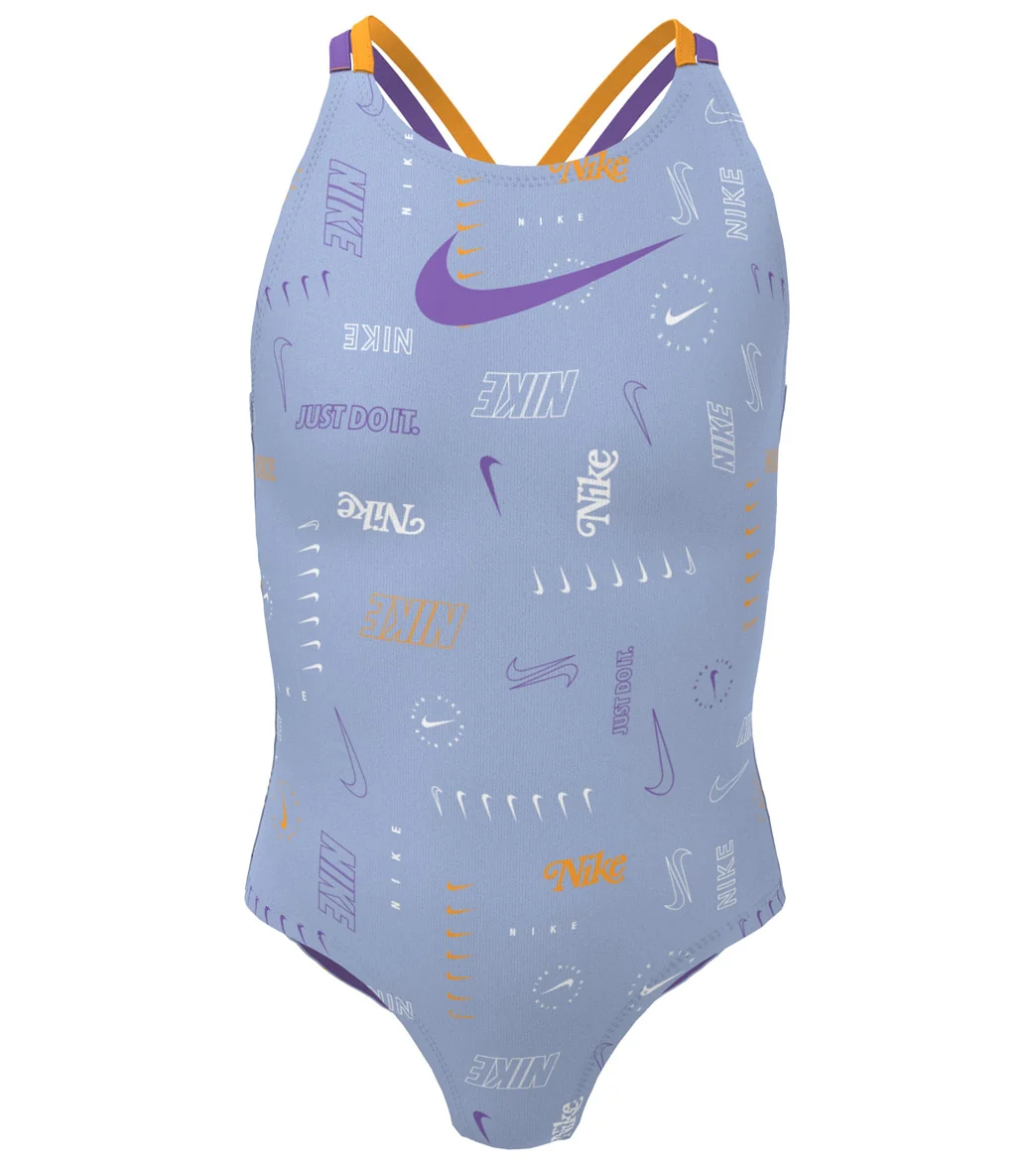 Nike Girls' Logo Toss Spiderback One Piece Swimsuit (Big Kid) - Image 5