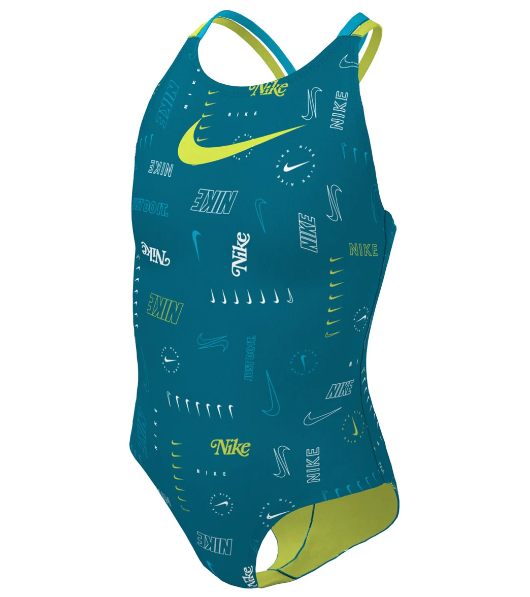 Nike Girls' Logo Toss Spiderback One Piece Swimsuit (Big Kid) - Image 7