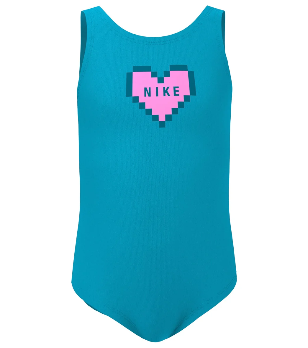 Nike Girls' Multi Logo One Piece Swimsuit (Little Kid) - Image 6