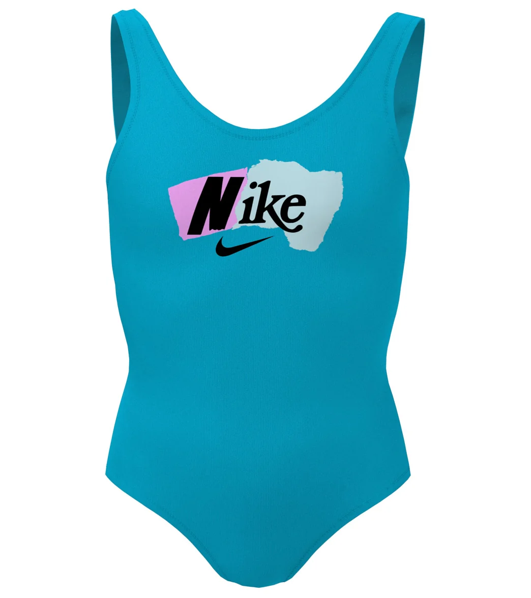 Nike Girls' Multi Logo U Back One Piece Swimsuit (Big Kid) - Image 27