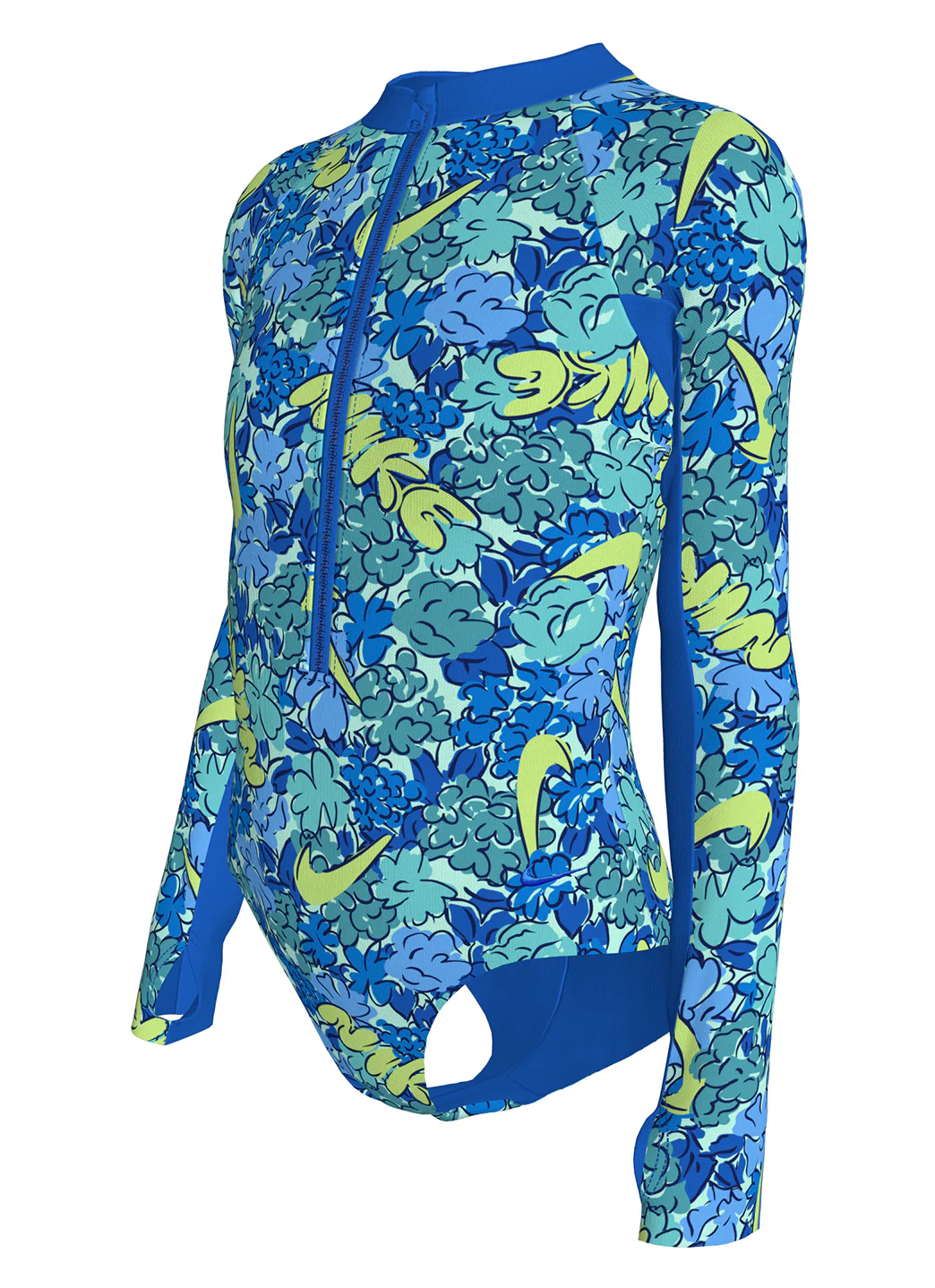 Nike Girls' Outline Floral Long Sleeve One Piece Swimsuit (Big Kid) - Image 4