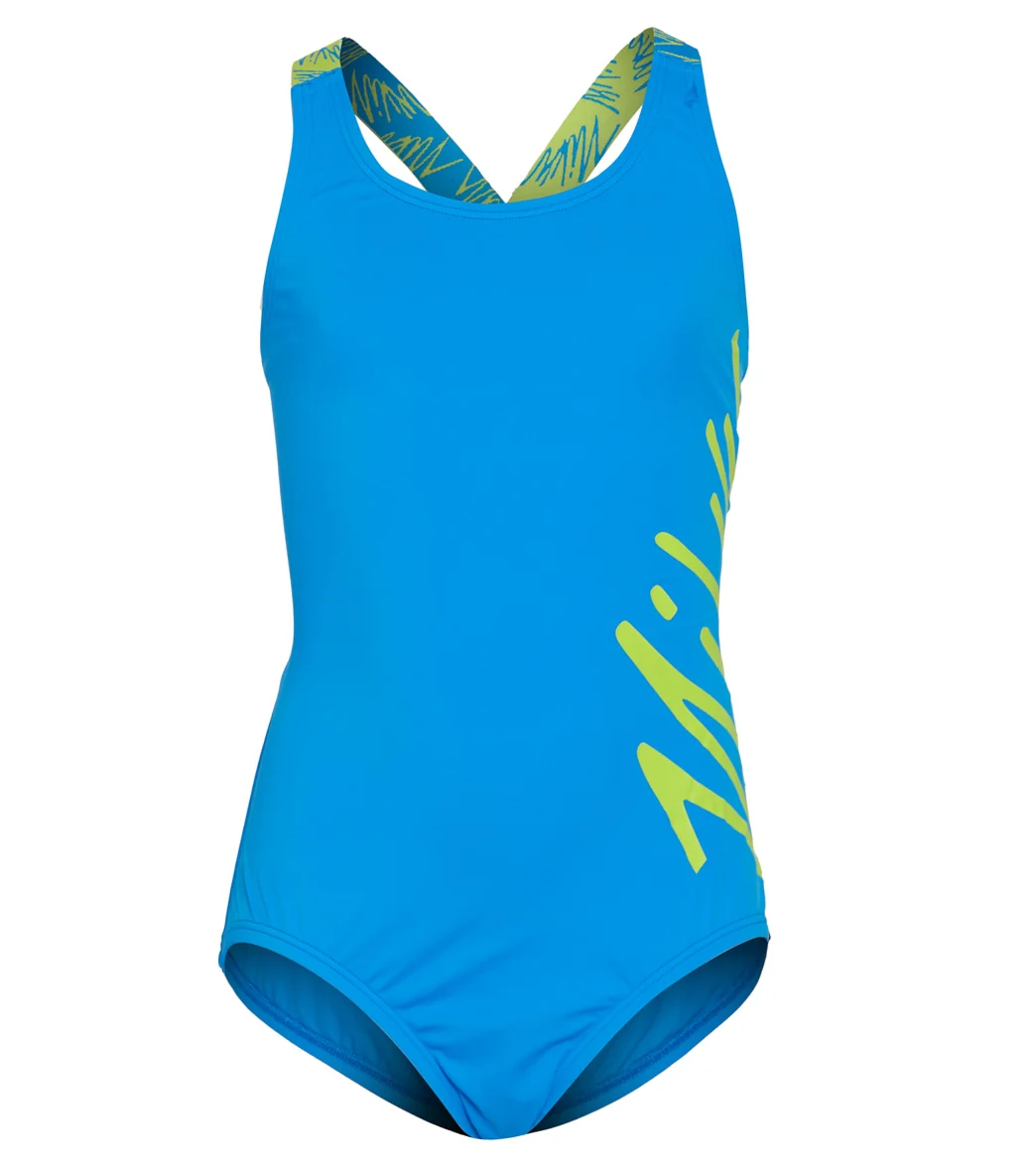 Nike Girls' Script Logo Crossback One Piece Swimsuit (Big Kid) - Image 8