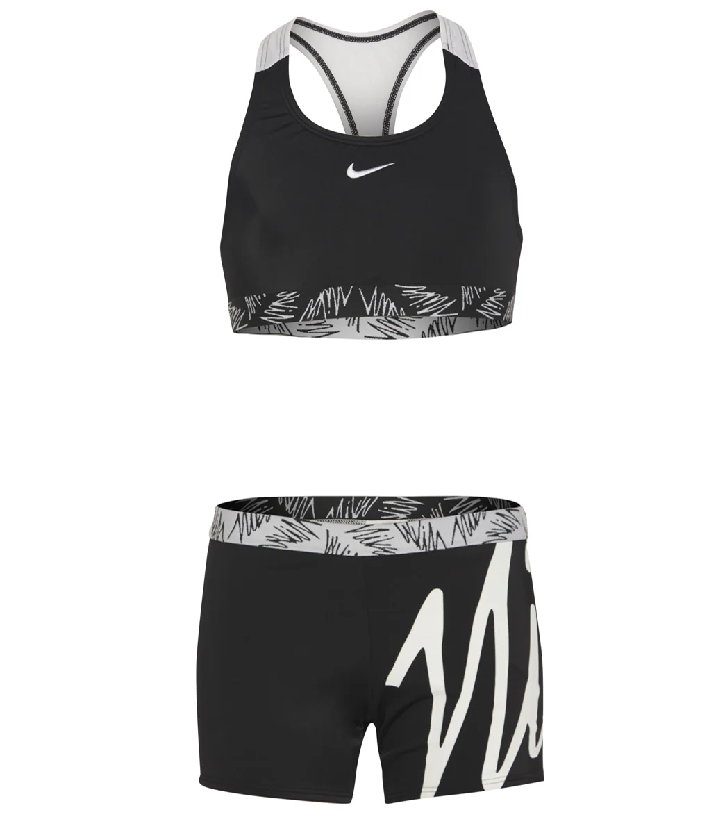 Nike Girls' Script Logo Crossback Sport Two Piece Bikini Set (Big Kid) - Image 11