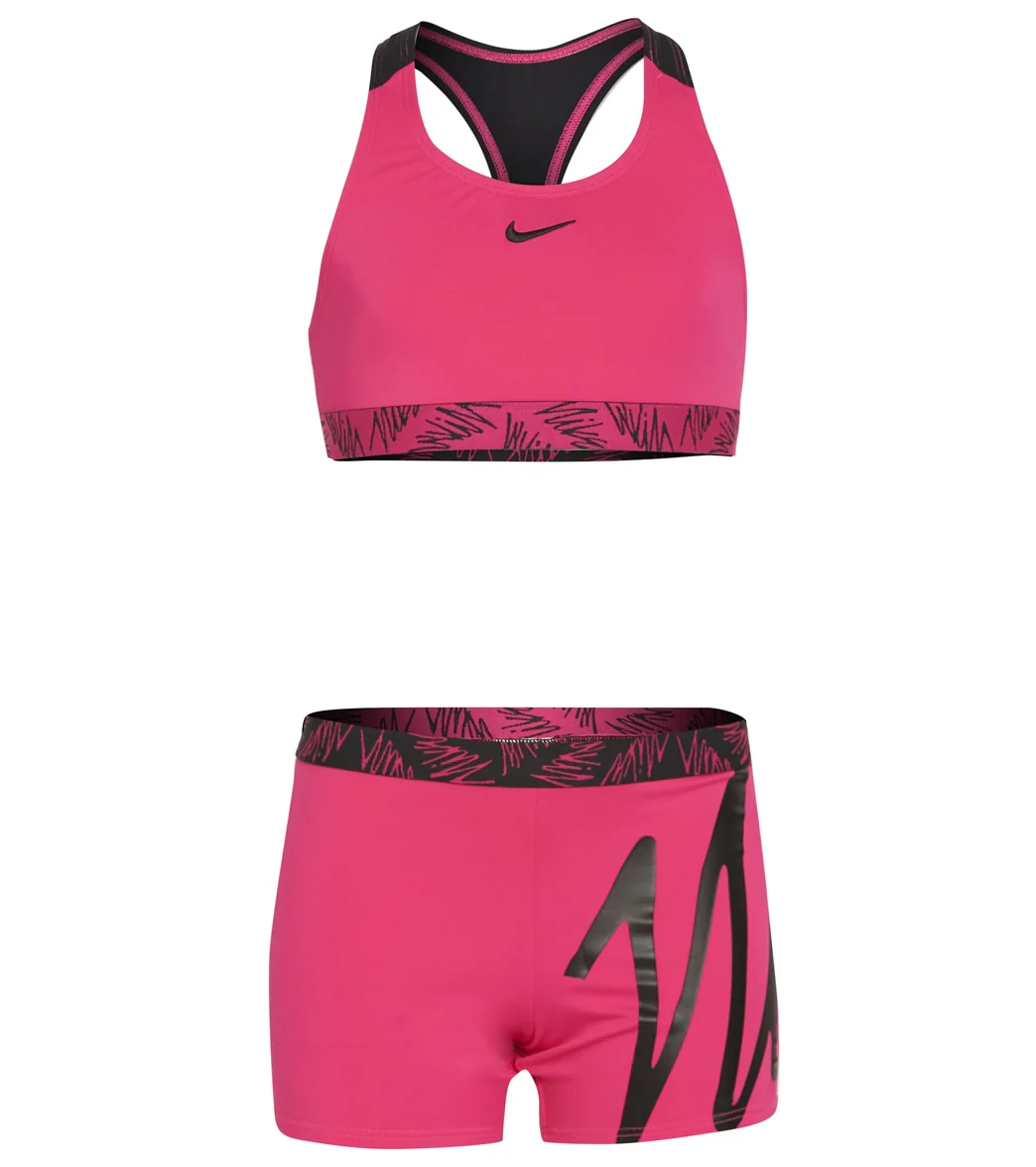 Nike Girls' Script Logo Crossback Sport Two Piece Bikini Set (Big Kid) - Image 6