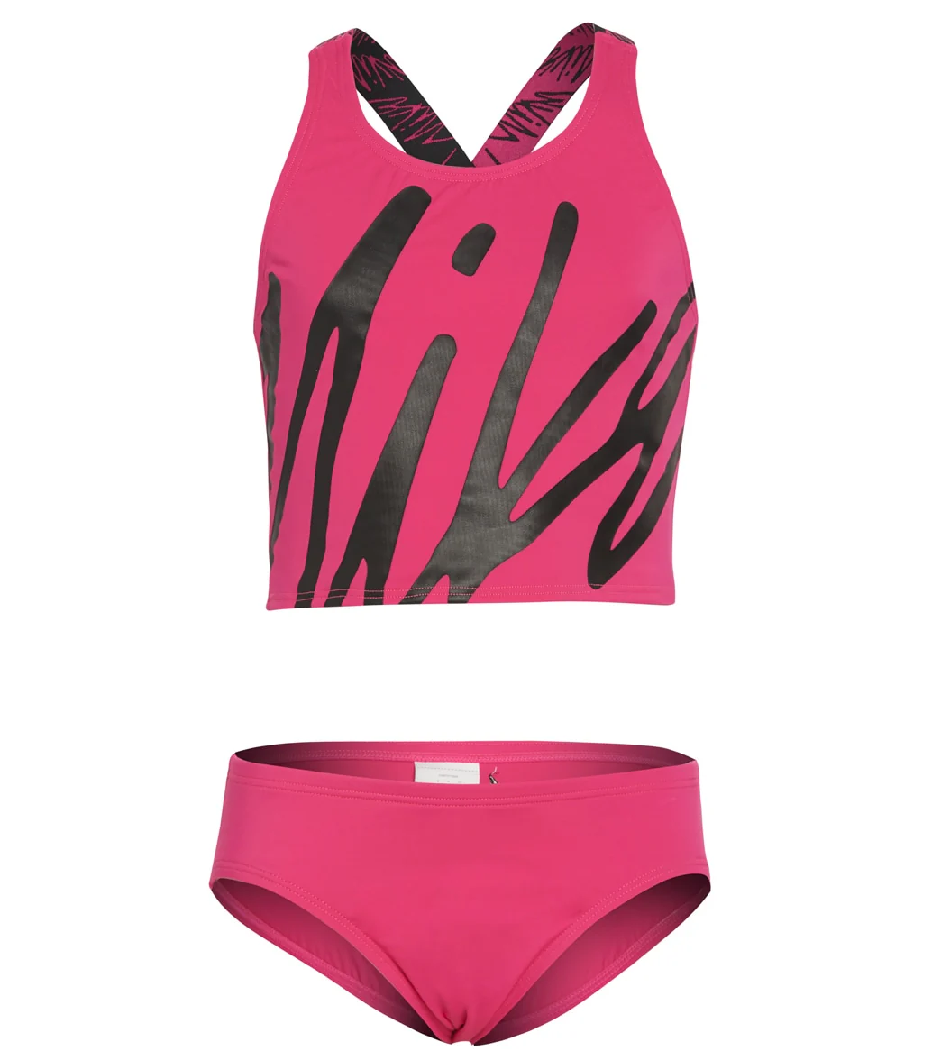 Nike Girls' Script Logo Crossback Two Piece Mid Bikini Set (Big Kid) - Image 11