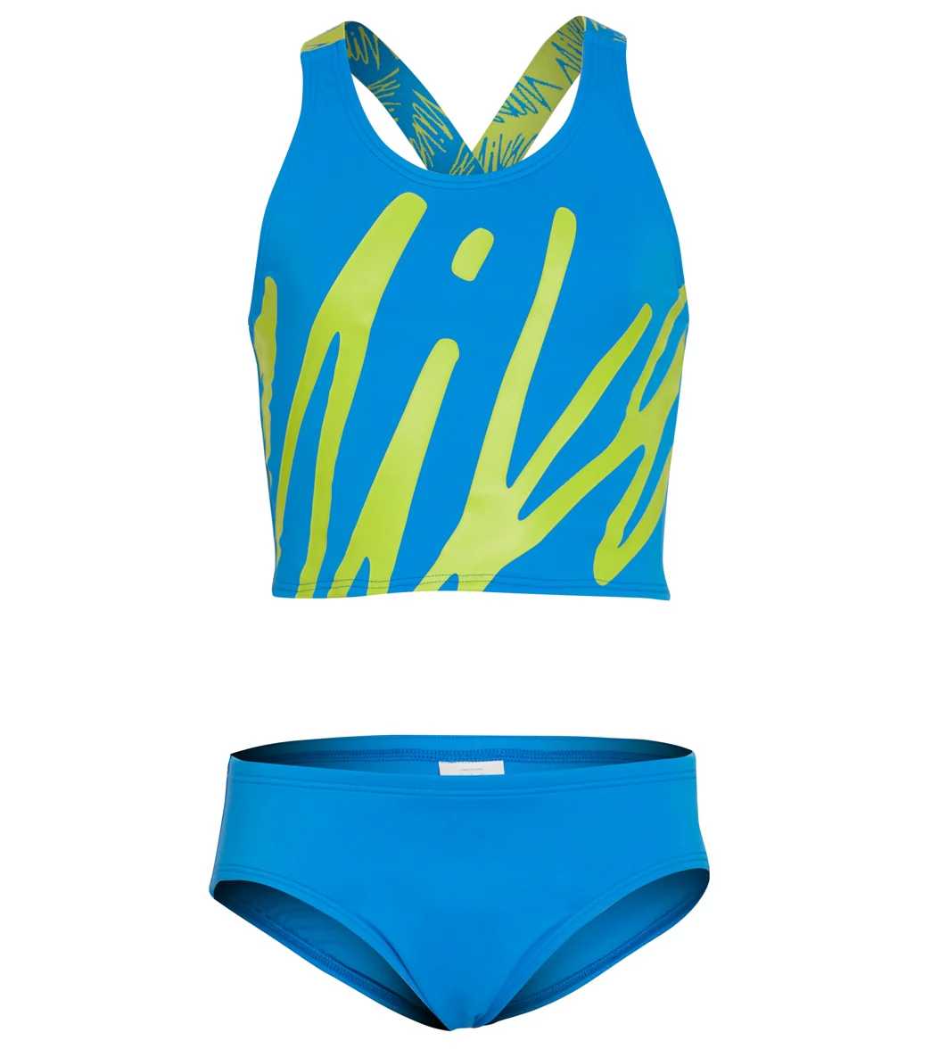 Nike Girls' Script Logo Crossback Two Piece Mid Bikini Set (Big Kid) - Image 2