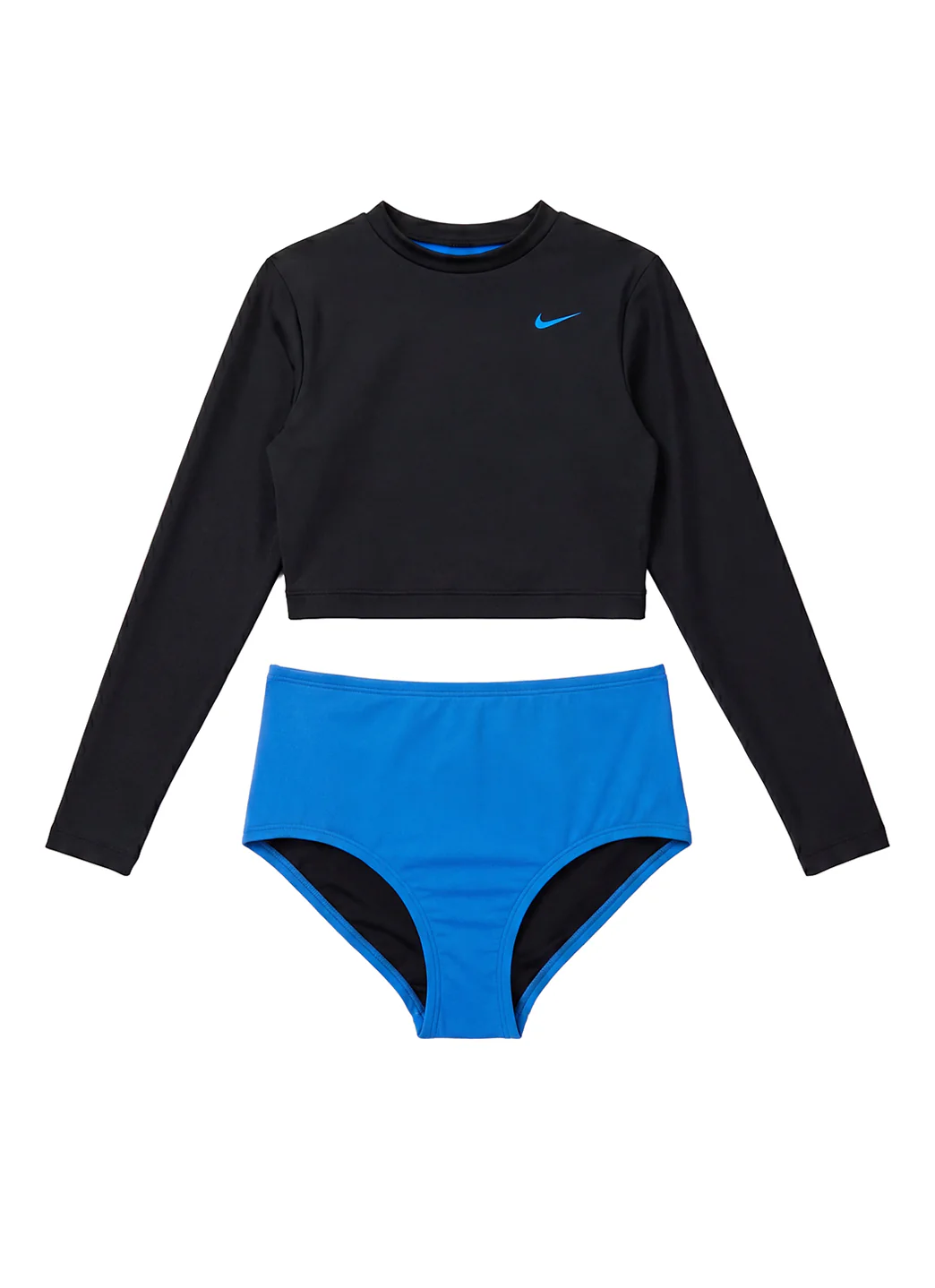 Nike Girl's Solid Essential Long Sleeve Crop Two Piece Bikini Set (Big Kid) - Image 3