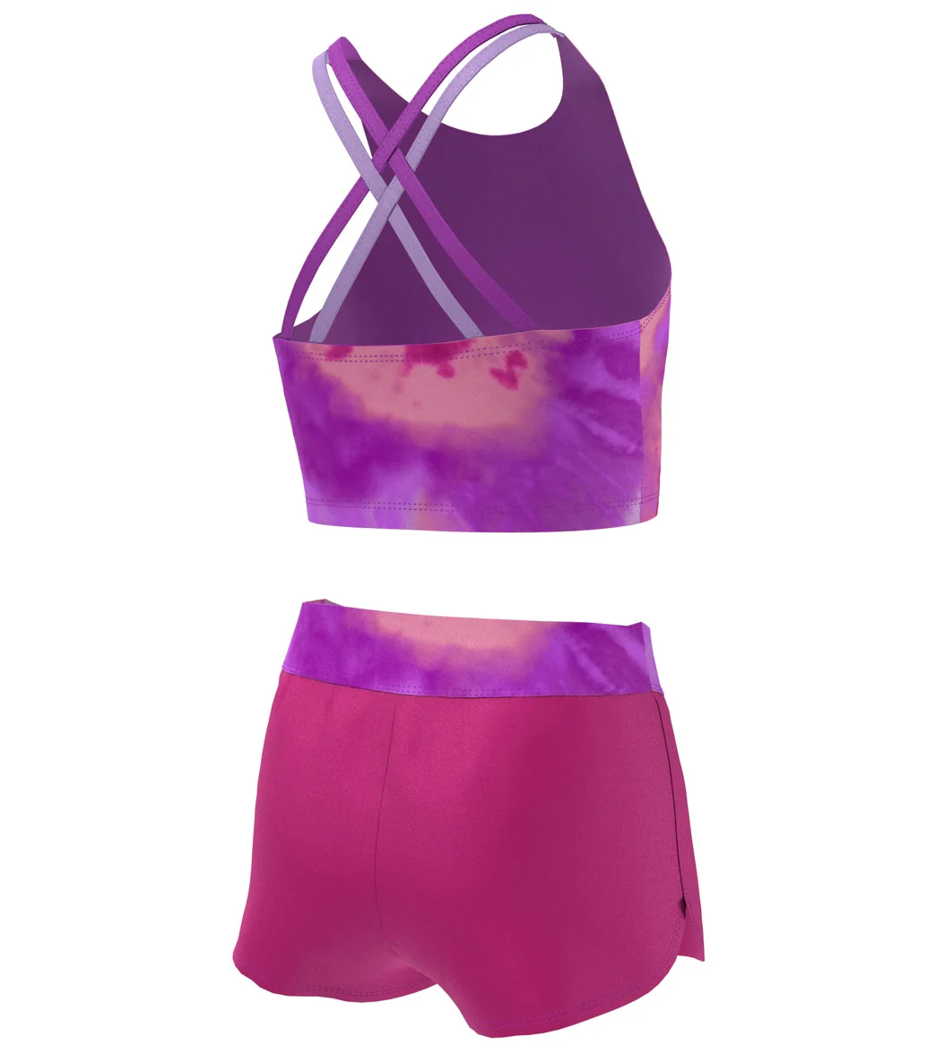 Nike Girls' Tie Dye Spiderback Two Piece Mid Bikini Set (Big Kid) - Image 6