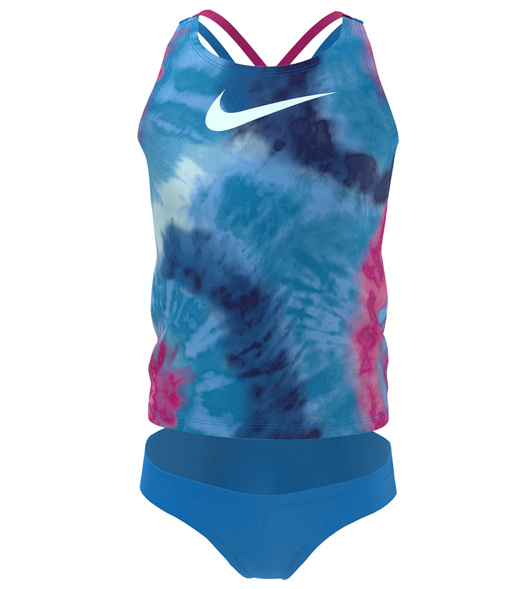 Nike Girls' Tie Dye Spiderback Two Piece Tankini Set (Big Kid) - Image 13
