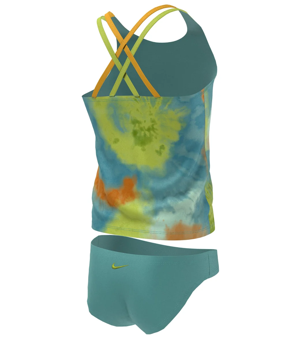 Nike Girls' Tie Dye Spiderback Two Piece Tankini Set (Big Kid) - Image 2