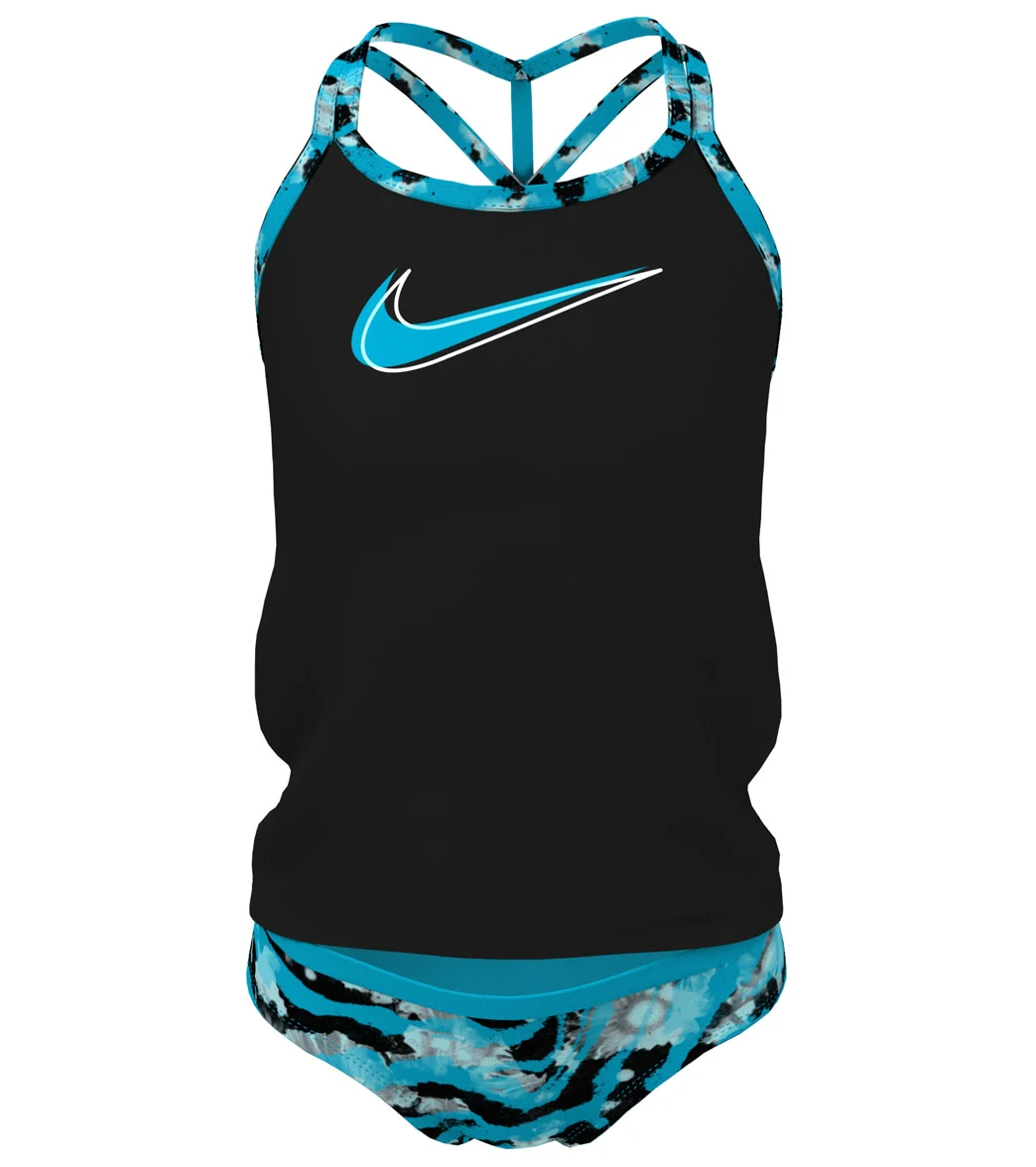 Nike Girls' Watercolor T-Crossback Two Piece Tankini Set (Big Kid) - Image 19