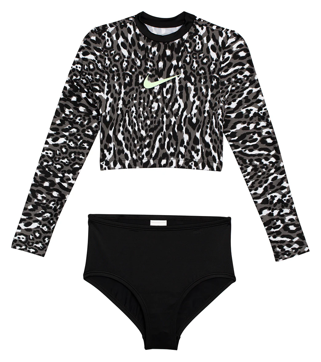 Nike Girls' Wild Long Sleeve Two Piece Swimsuit Set (Big Kid) - Image 10