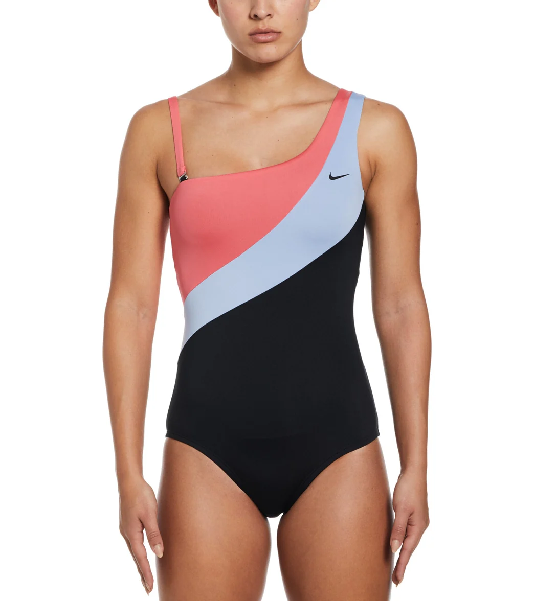 Nike Women's Colorblock Asymmetrical One Piece Swimsuit - Image 7