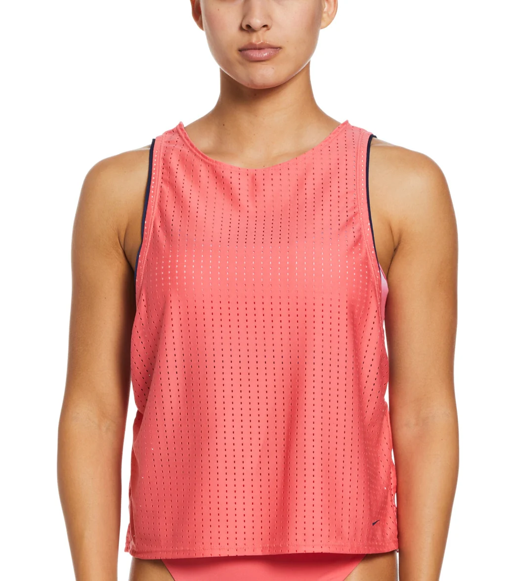Nike Women's Horizon Stripe Layered Tankini Top