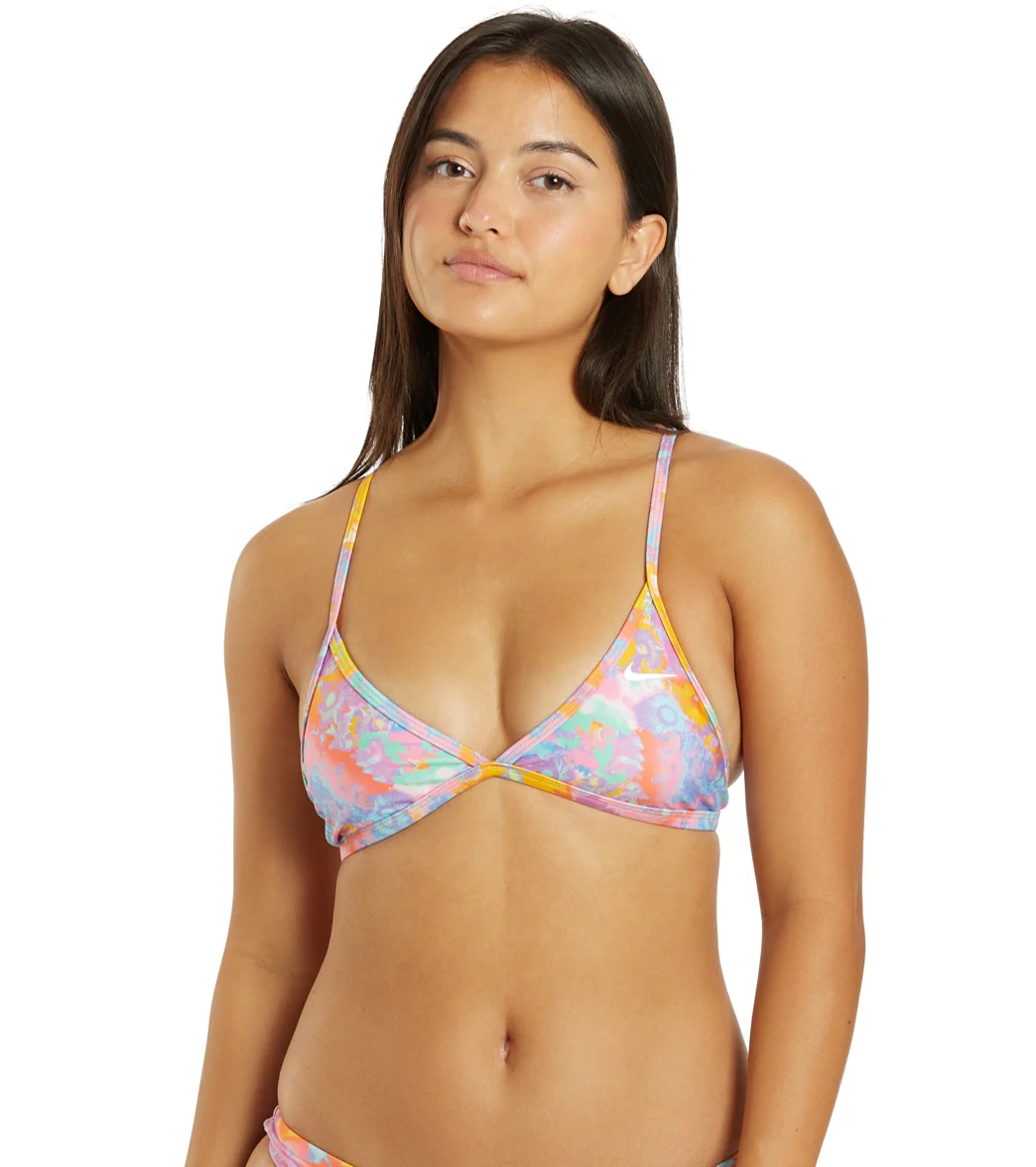 Nike Women's HydraStrong Multi Print Lace Up Tie Back Bikini Top - Image 6