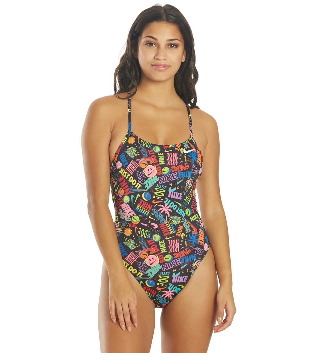 Nike Women's Hydrastrong Multi Print Lace Up Tie Back One Piece Swimsuit - Image 9