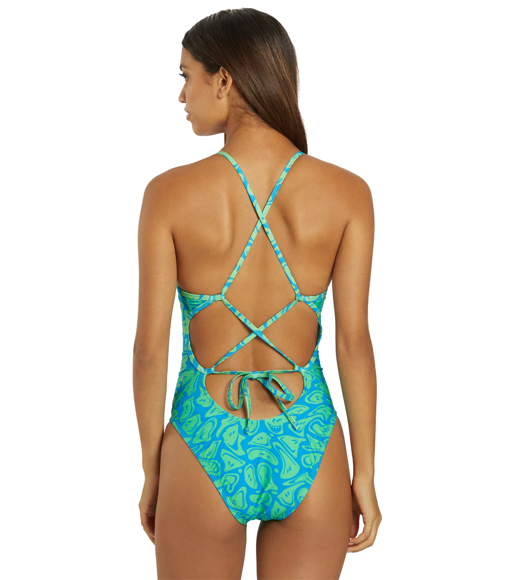 Nike Women's HydraStrong Multi Print Lace Up Tie Back One Piece Swimsuit - Image 15