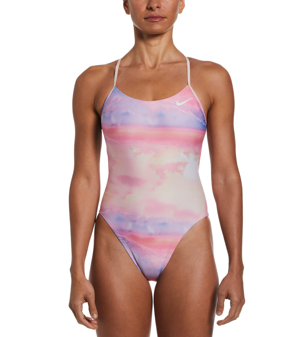 Nike Women's HydraStrong Multi Print Lace Up Tie Back One Piece Swimsuit - Image 7