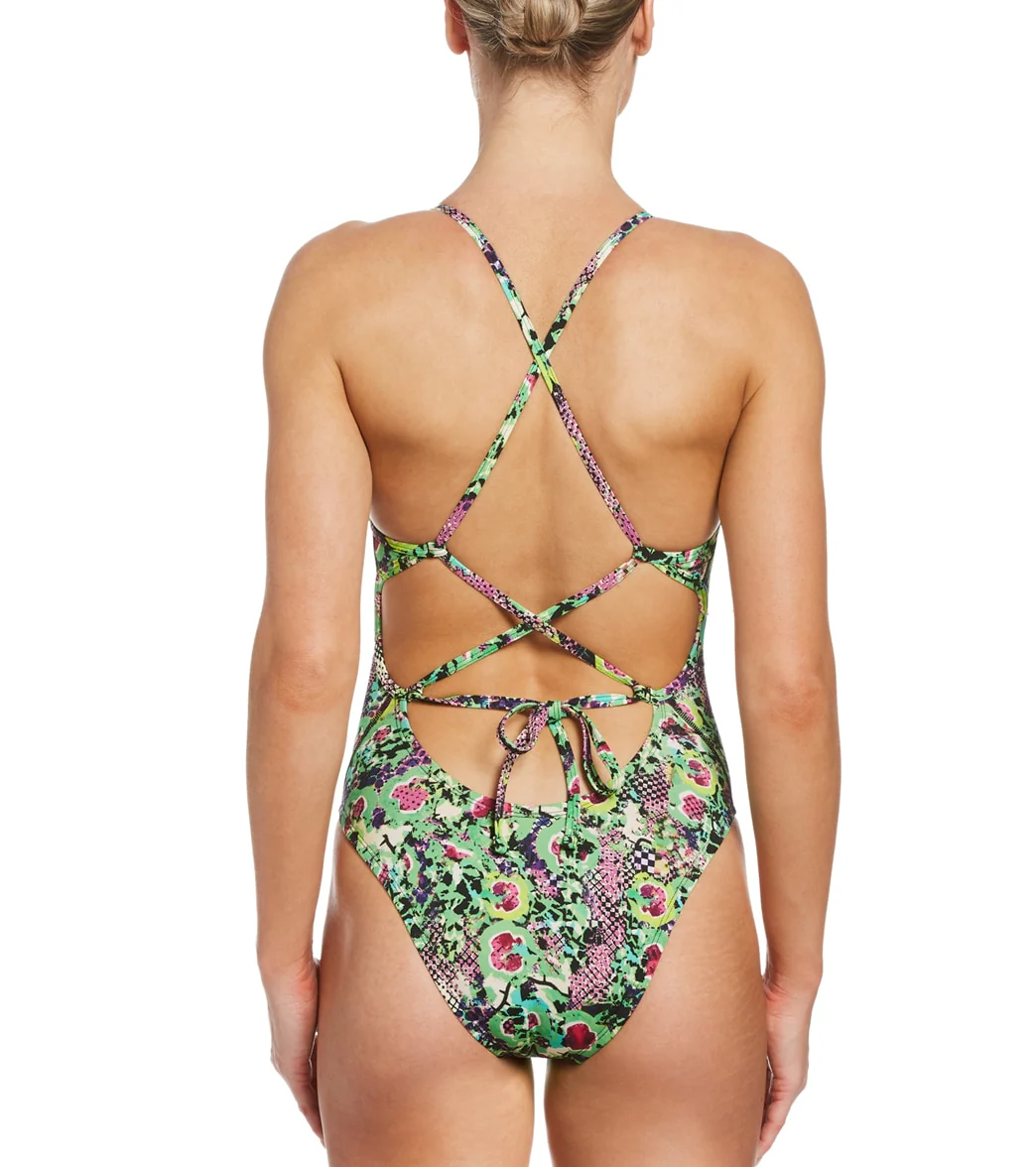 Nike Women's HydraStrong Printed Lace Up Tie Back One Piece Swimsuit - Image 6