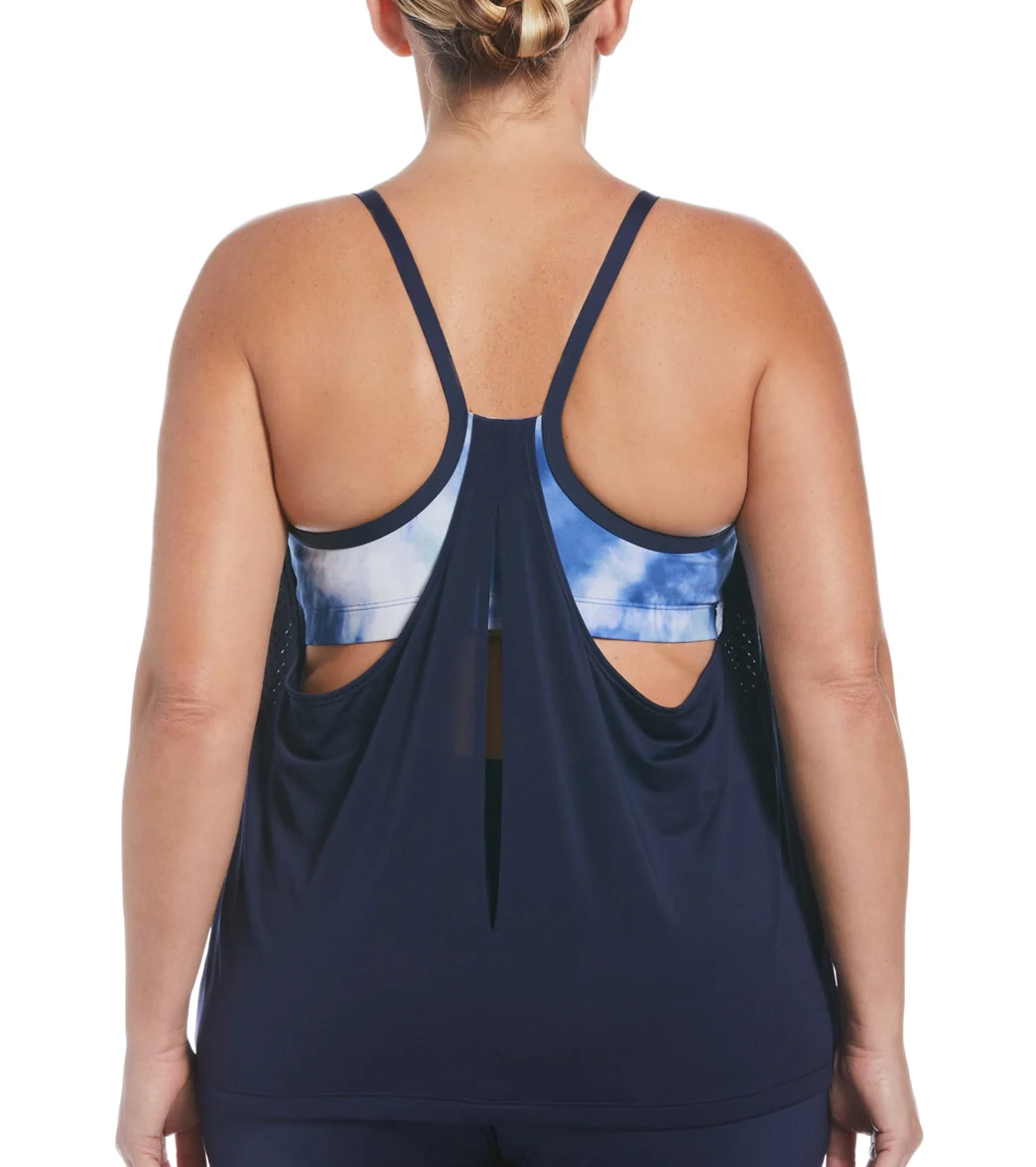 Nike Women's Plus Size Tie Dye Layered Tankini Top - Image 7