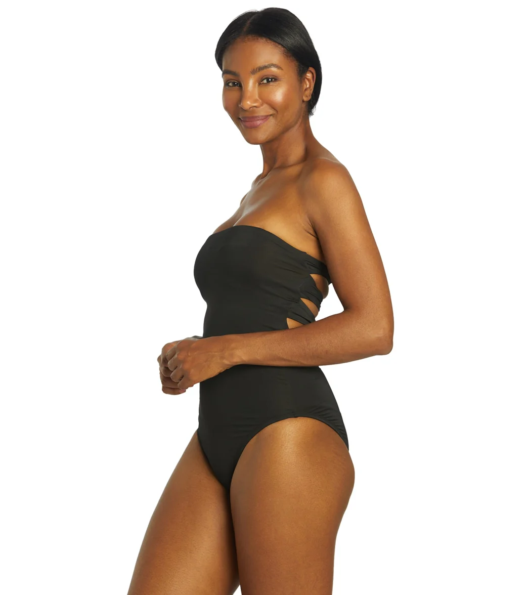 Nike Women's Solid Lace-Up Back Bandeau One Piece Swimsuit - Image 5