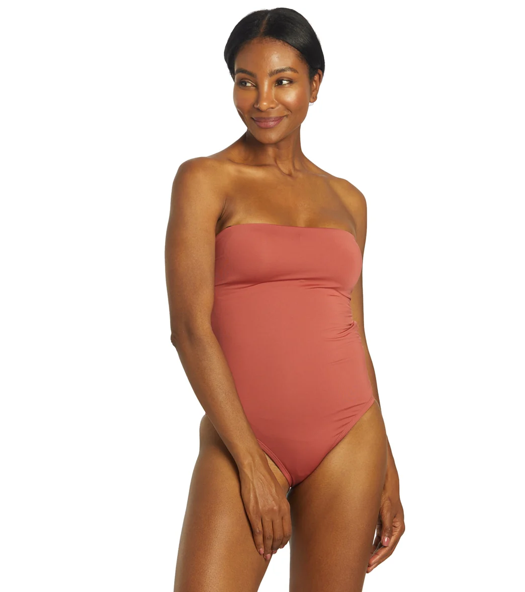 Nike Women's Solid Lace-Up Back Bandeau One Piece Swimsuit - Image 9