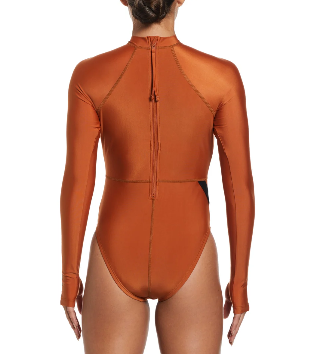 Nike Women's Solid Victory Long Sleeve One Piece Swimsuit - Image 2
