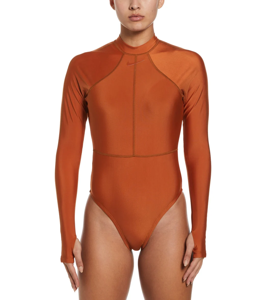 Nike Women's Solid Victory Long Sleeve One Piece Swimsuit - Image 9