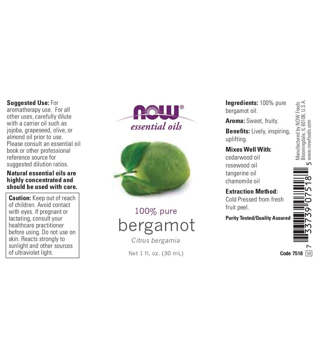 NOW 100% Pure Bergamot Oil 1 oz - Image 2