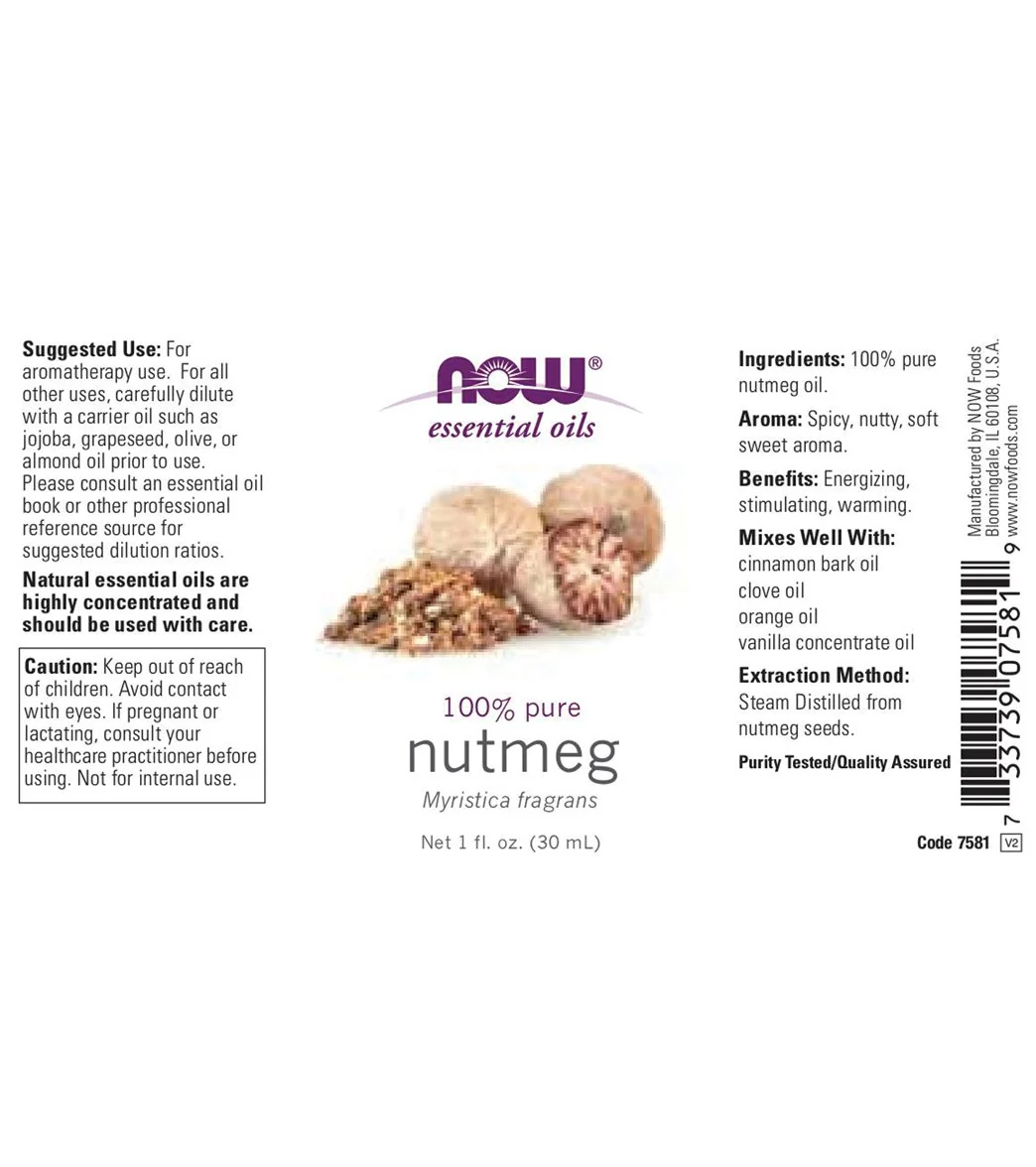 NOW 100% Pure Nutmeg Oil 1 oz - Image 2