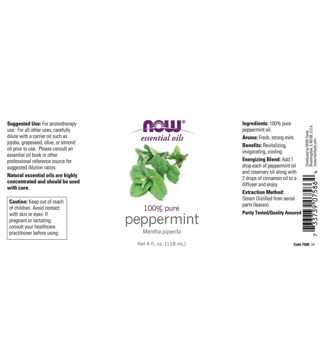 NOW 100% Pure Peppermint Oil 4 oz - Image 2