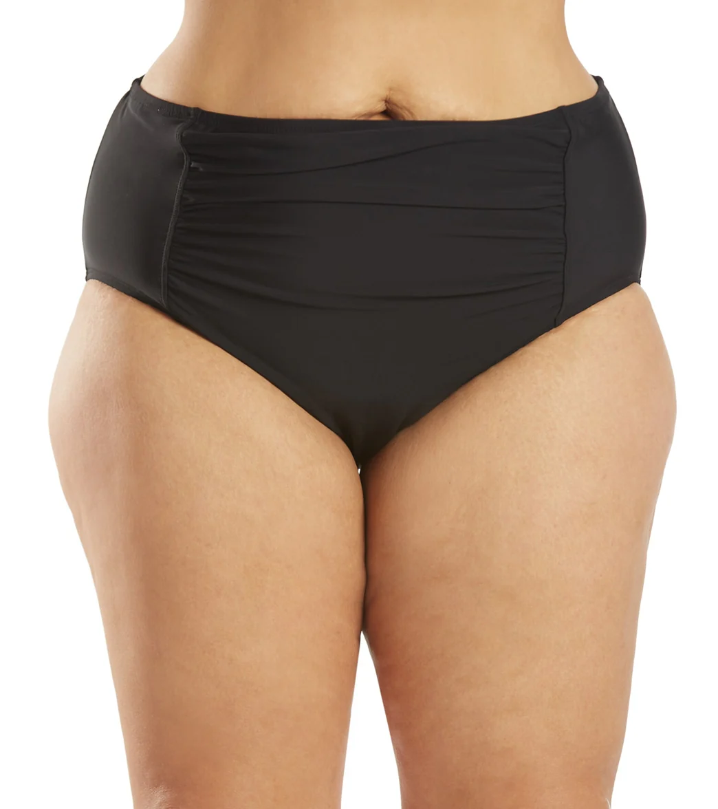 Penbrooke Plus Size Solid Shirred Front Bikini Bottom - Image 8