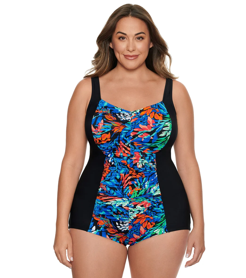 Penbrooke Women's Plus Size Fantasy Fern Insert Girl Leg One Piece Swimsuit - Image 6