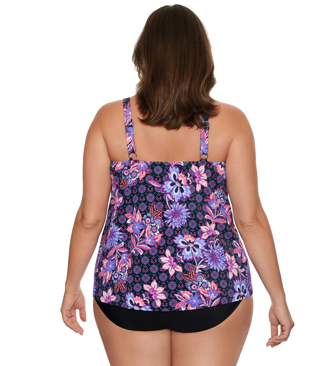 Penbrooke Women's  Plus Size Hideaway A Line Tankini Top - Image 3