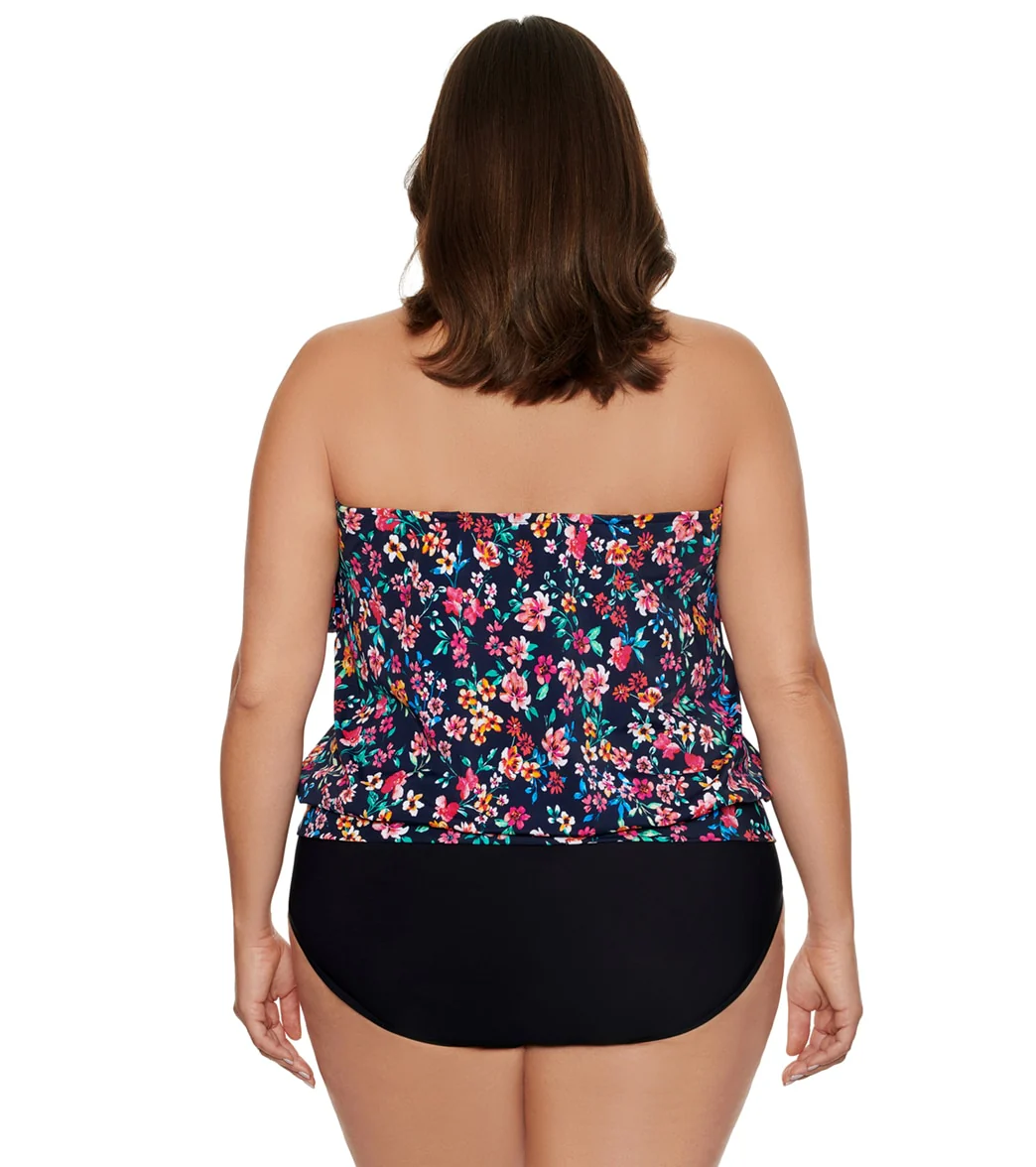 Penbrooke Women's Plus Size Sweetest Escape Bandeau Split Ruffle Blouson Tankini Top - Image 6