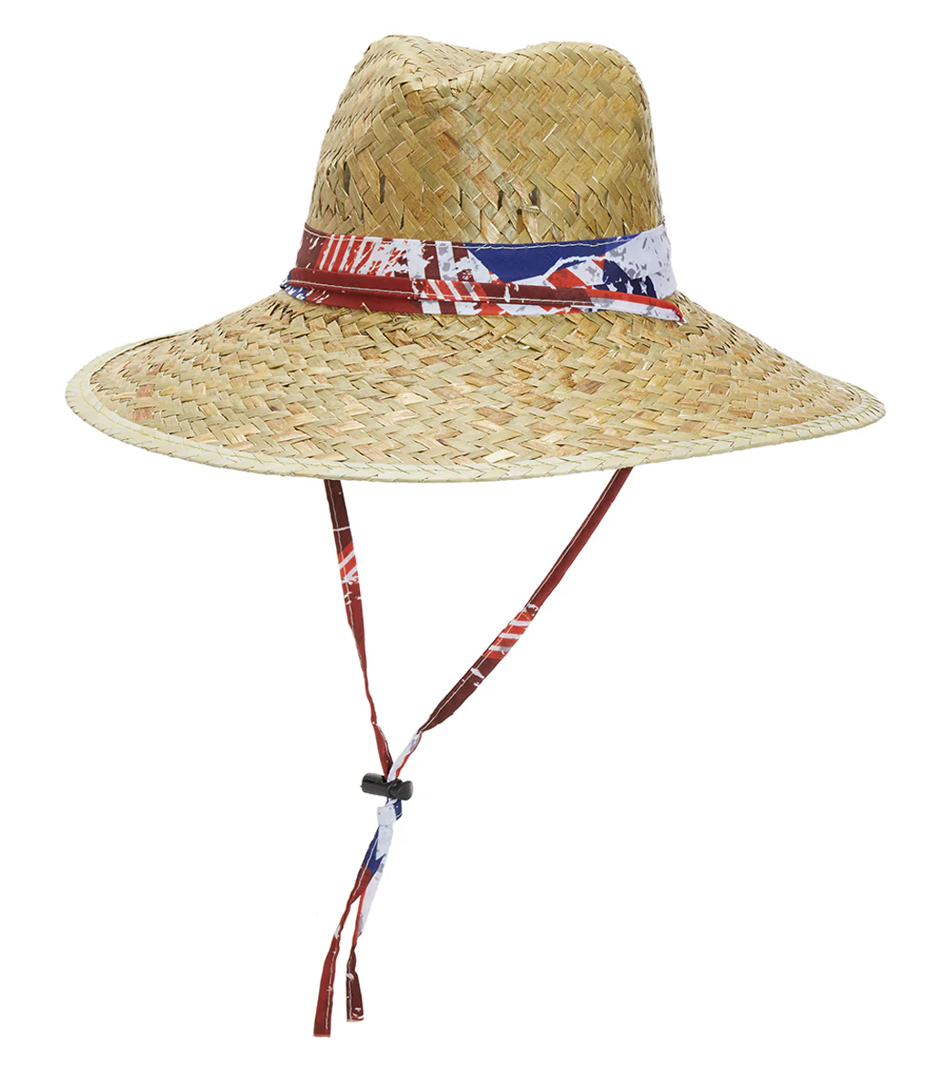 Peter Grimm Americana Straw Patriotic Lifeguard Straw 4.5" Brim Sun Hat - Image 3