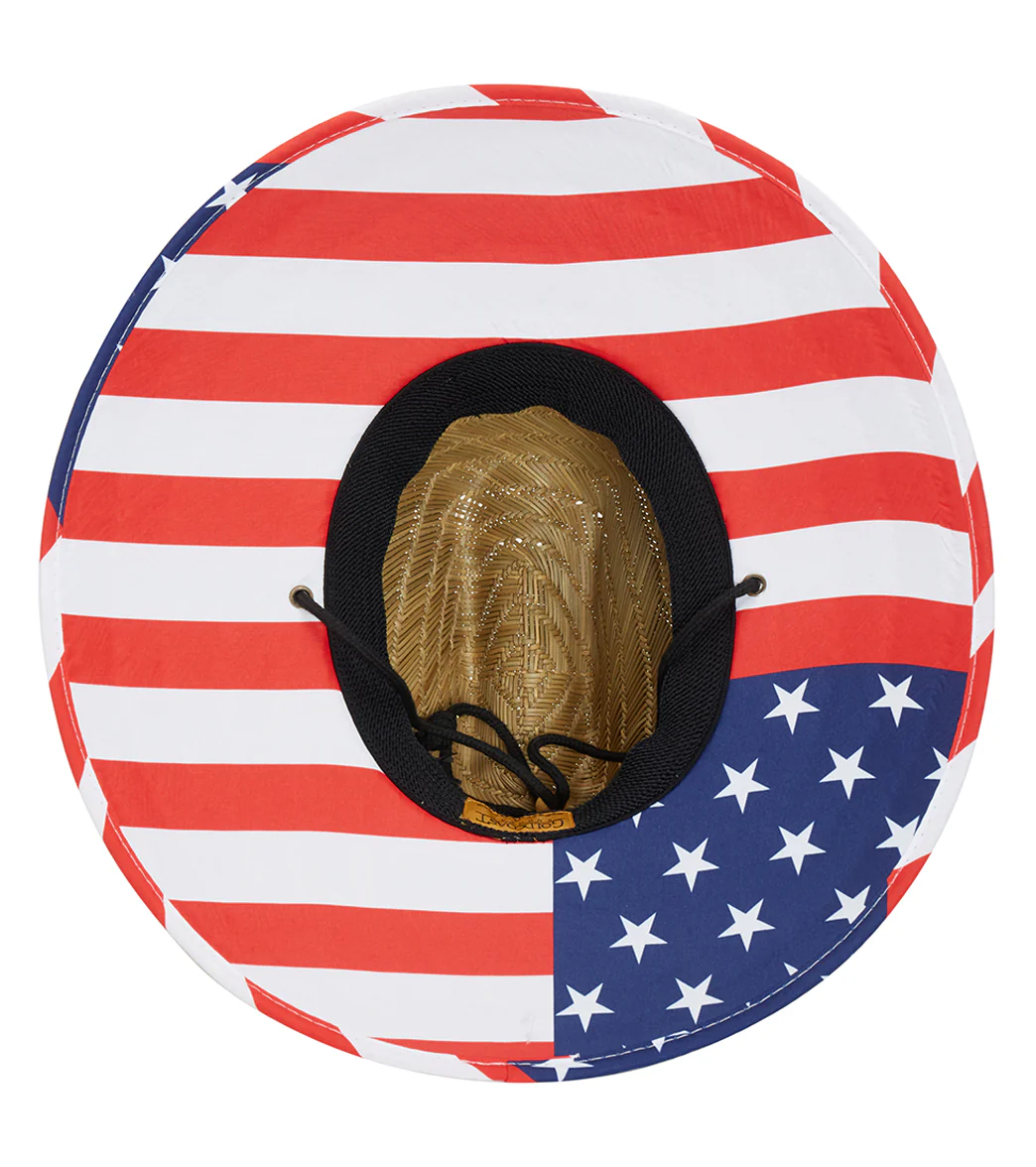 Peter Grimm Sally Americana Lifeguard Patriotic Straw 4" Brim Sun Hat - Image 2