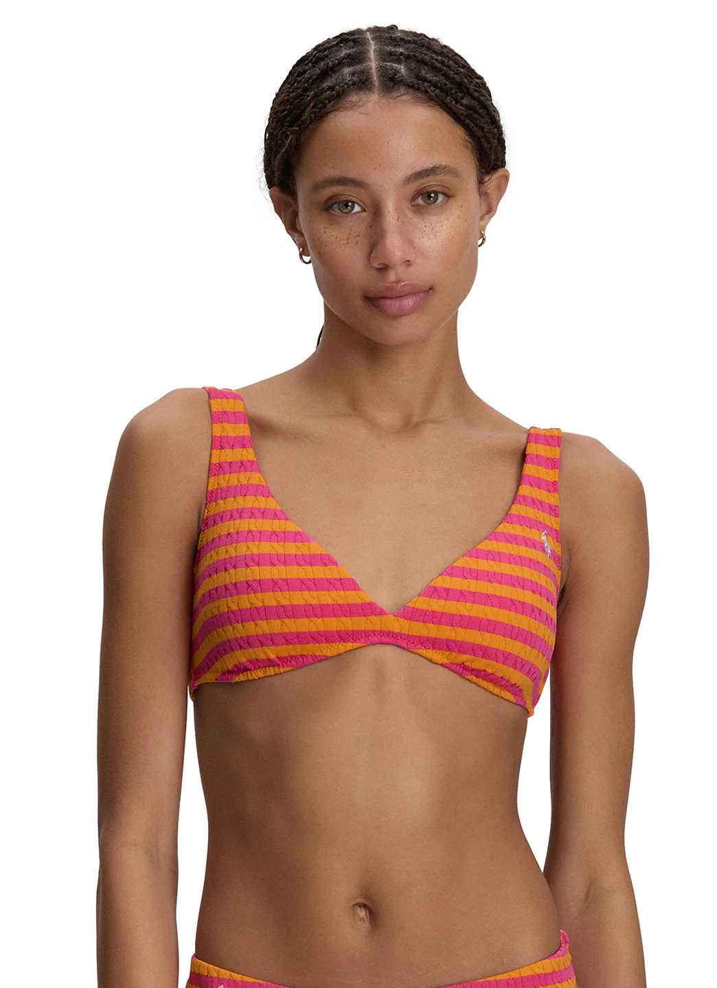 Polo Ralph Lauren Women's Cable Stripe V Neck Hook Back Bikini Top - Image 2