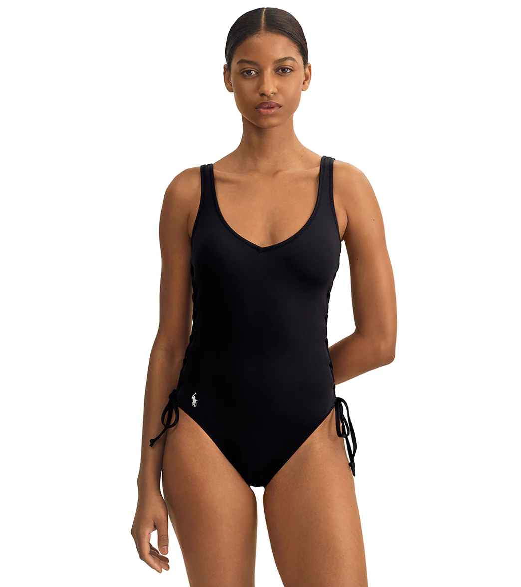 Polo Ralph Lauren Women's Signature Solids Over The Shoulder Lace Side One Piece Swimsuit - Image 5
