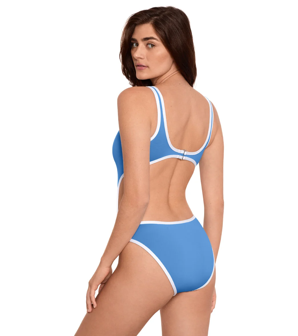 Polo Ralph Lauren Women's Tipped Solids Cut Out Tank One Piece Swimsuit - Image 2