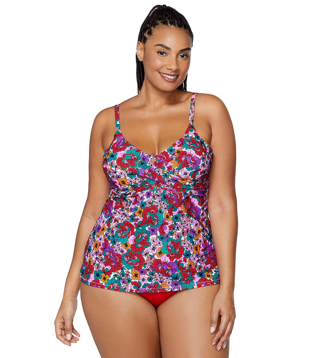 Raisins Women's Brilliant Bloom Aries Plus Size Underwire Tankini Top - Image 4