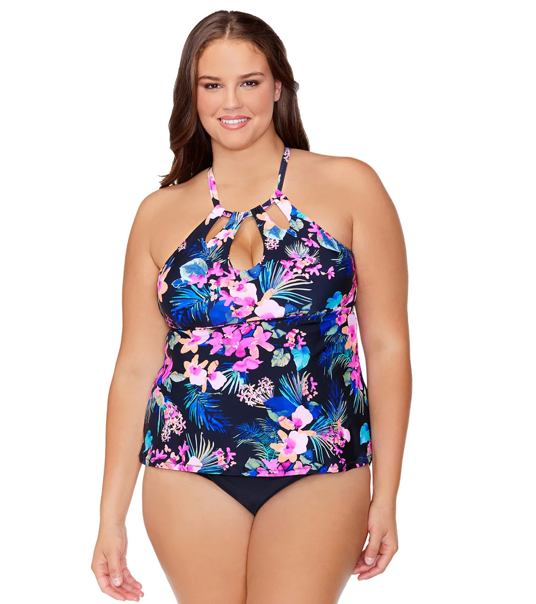 Raisins Women's Plus Size Freshwater Rosalie Poolside Tankini Top