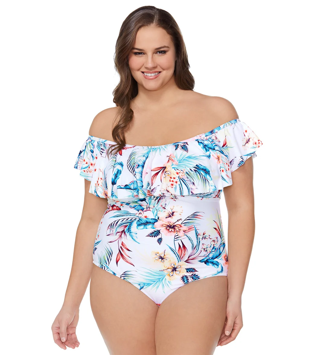 Raisins Women's Plus Size Hideaway Tortuga One Piece Swimsuit